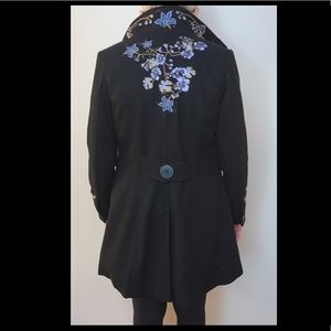 Embroidered Wool Coat, Candie’s, Size Medium